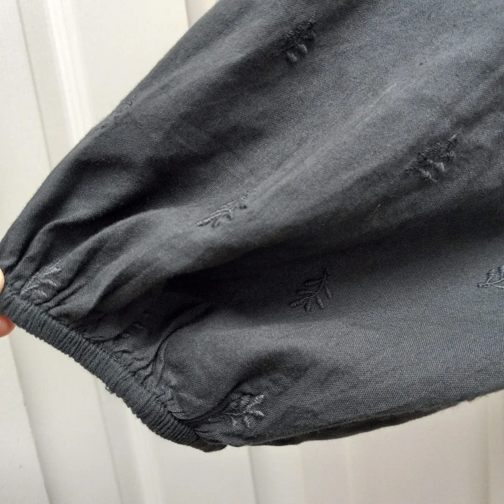 Old Navy Waist Defined Embroidered Midi Dress Gray Size XL Pockets Boho Peasant - Picture 11 of 16
